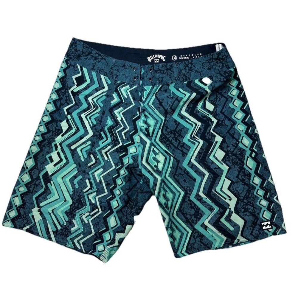 Billabong Recycler Sundays Pro Board Shorts Teal Aztec Print Size 29 Youth